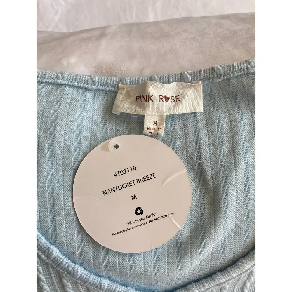 NWT Baby Blue Ribbed Cropped Cover Up/Bolero /Sweater Size M (Juniors) - Picture 6 of 8